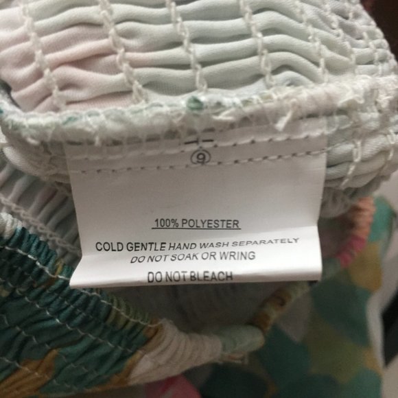 Here Comes The Sun Forest Shades Dress Mini Blue Green Pink Size Small Open Back - Picture 10 of 10